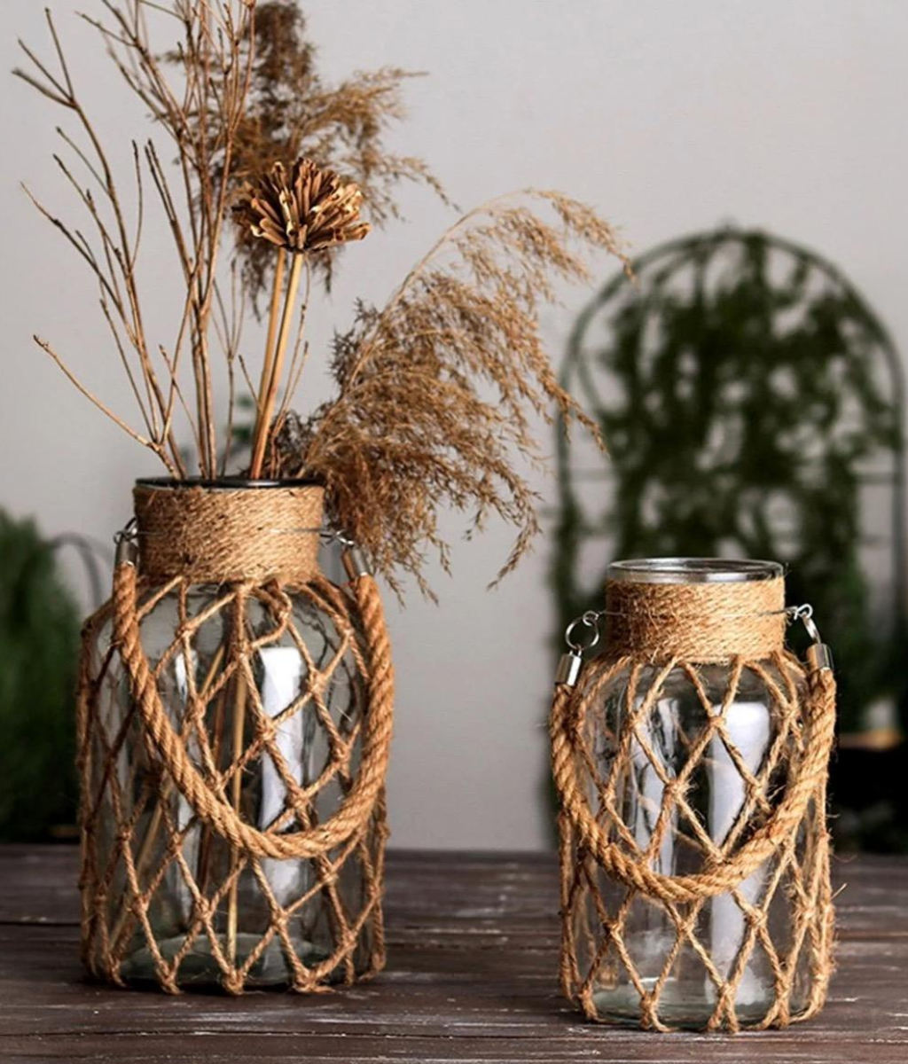 Rustic Hanging Glass Vase