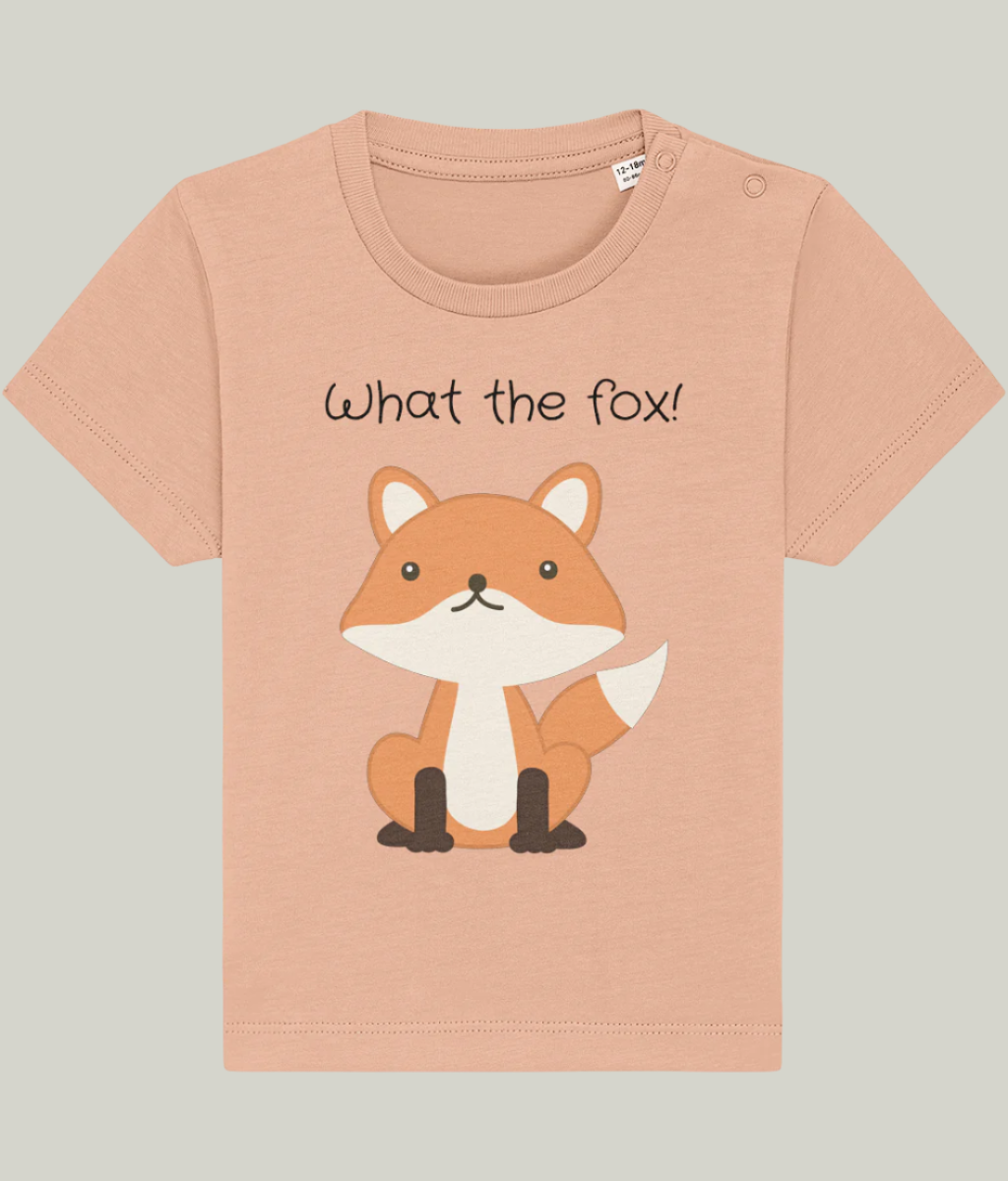 Peach organic cotton baby and toddler t-shirt with fox