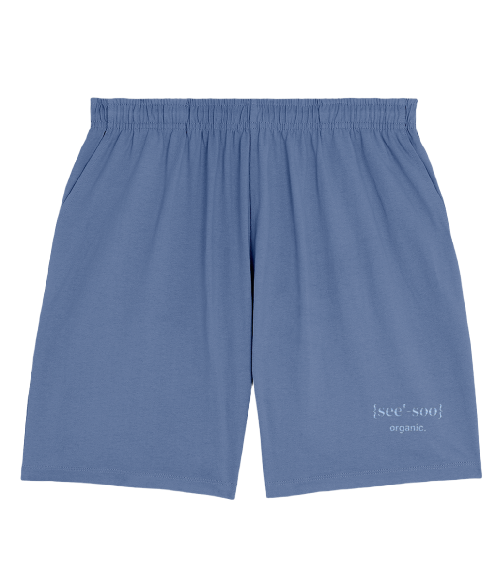 See'-soo "Original" 100% Organic Cotton Jogger Shorts, Blue