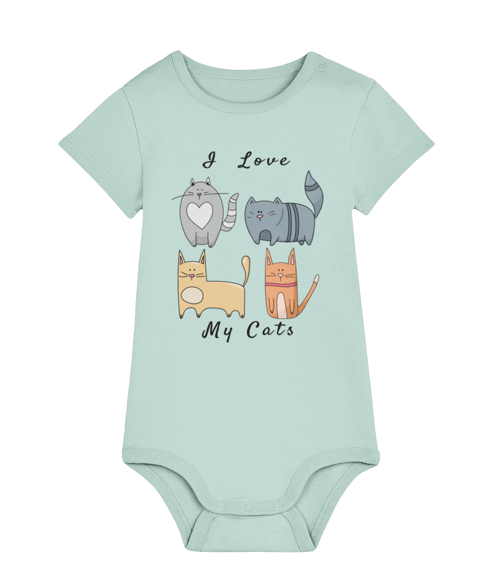 See'-soo Baby "I Love my cats" 100% Organic Cotton Bodysuit