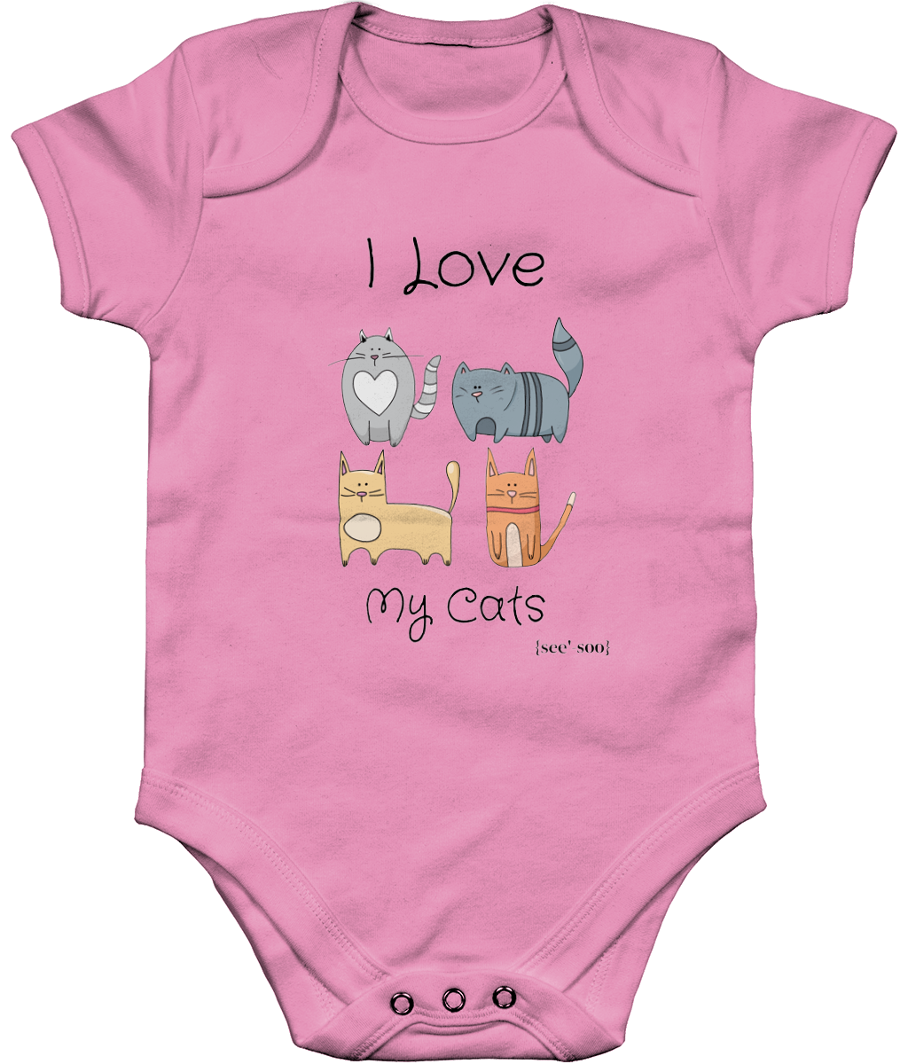 See'-soo Baby "I Love my cats" 100% Organic Cotton Bodysuit