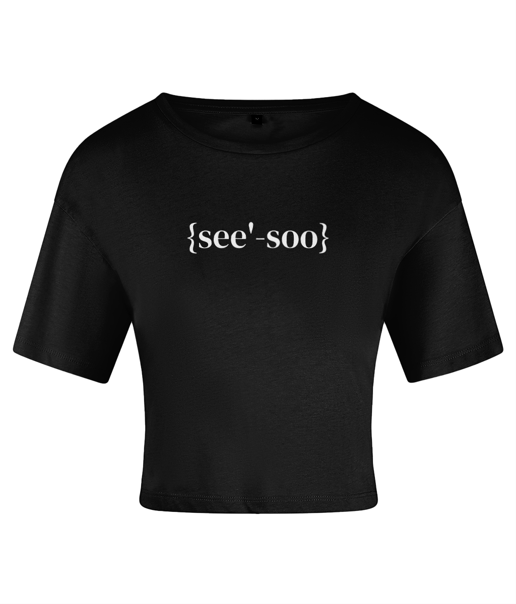 See'-soo "Signature" Organic Cotton Crop Top, Dark