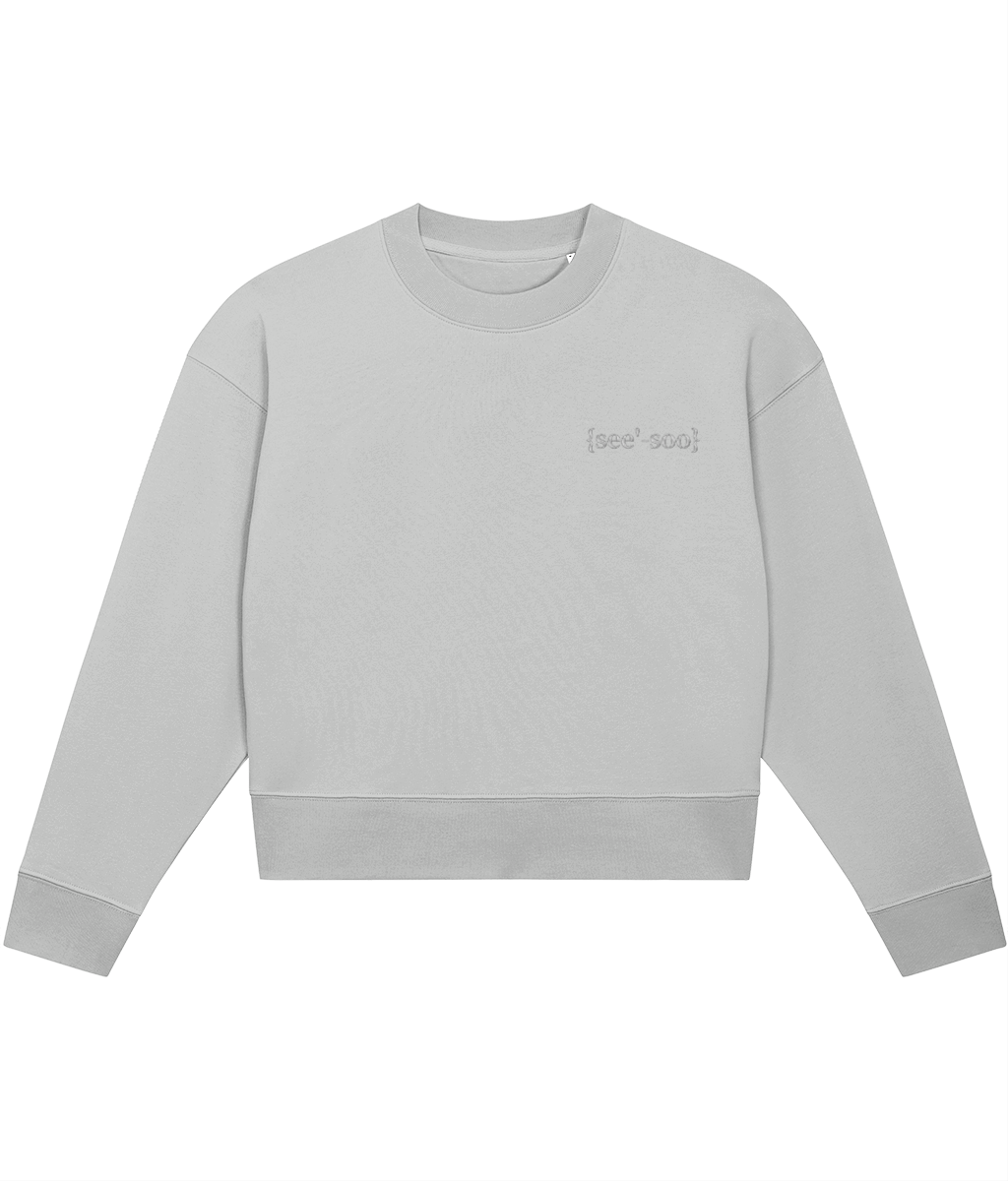 See'-soo "Chill" Organic Cotton Cropped Sweatshirt, Grey