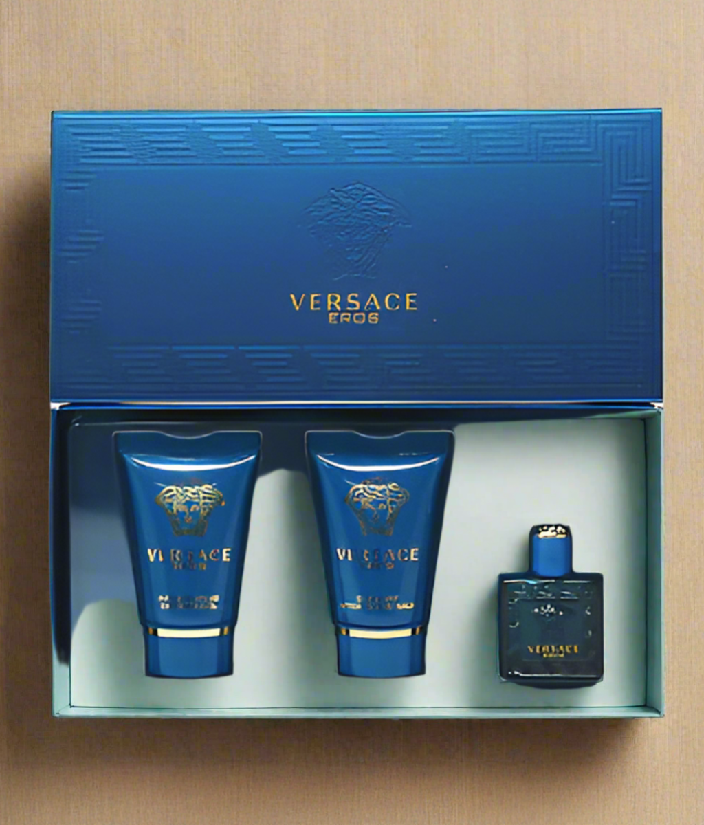 Versace Eros Gift Set 50ml EDT + 50ml Aftershave Balm + 50ml Shower Gel-0