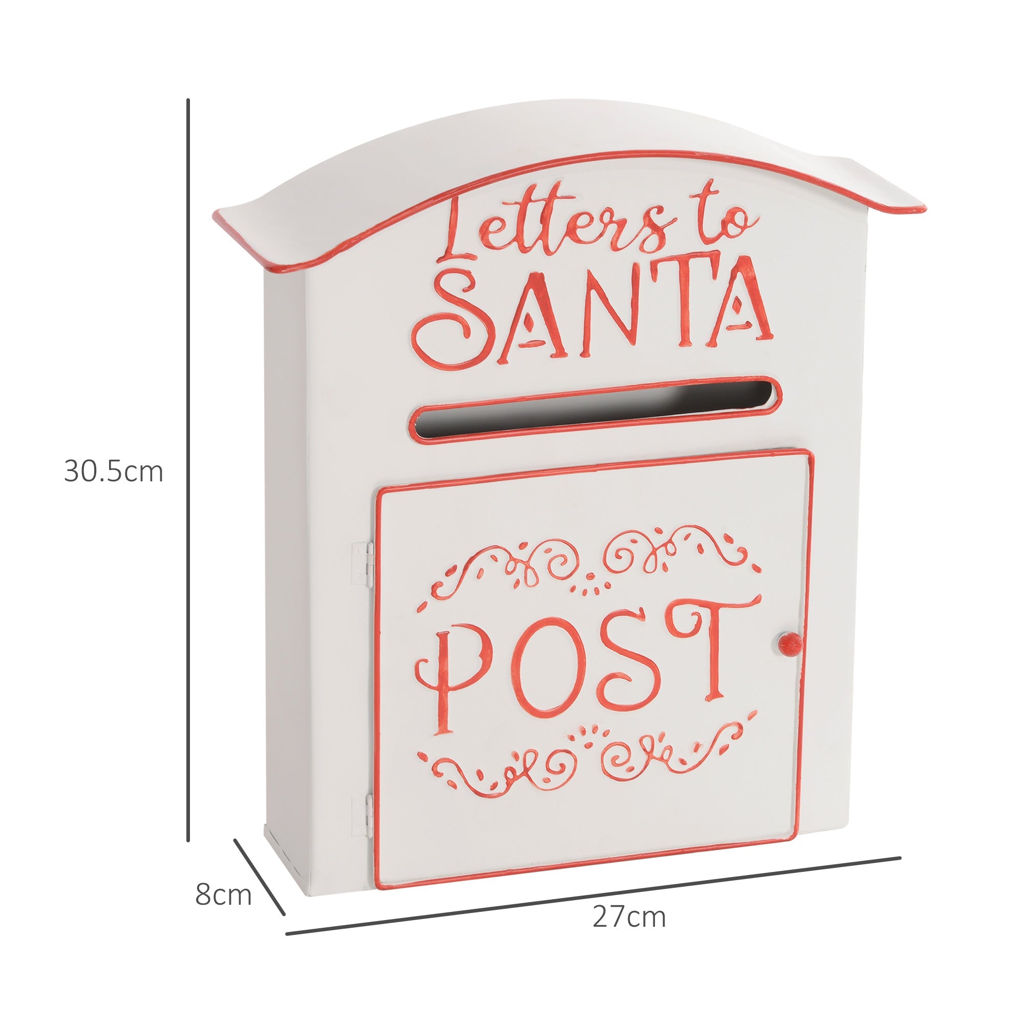 HOMCOM Christmas Post Box, Letters to Santa Mailbox, Wall Mounted Postbox, Christmas Decoration for Indoor and Outdoor, White-2