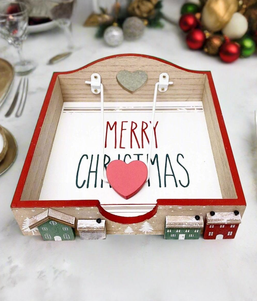 Christmas House Napkin Holder 18cm-0