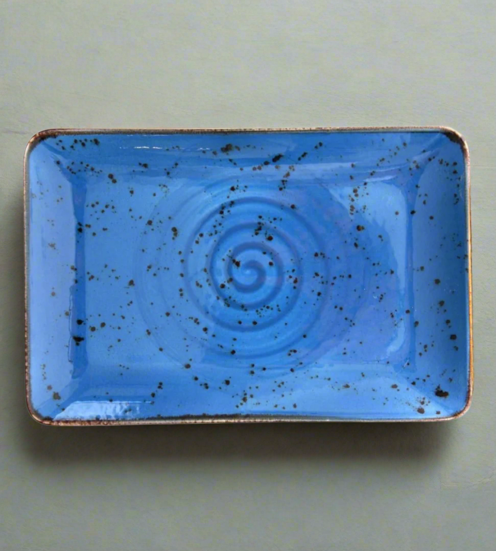 Porcelain Serving Plate&Platter Pebble Marine Blue 30cm