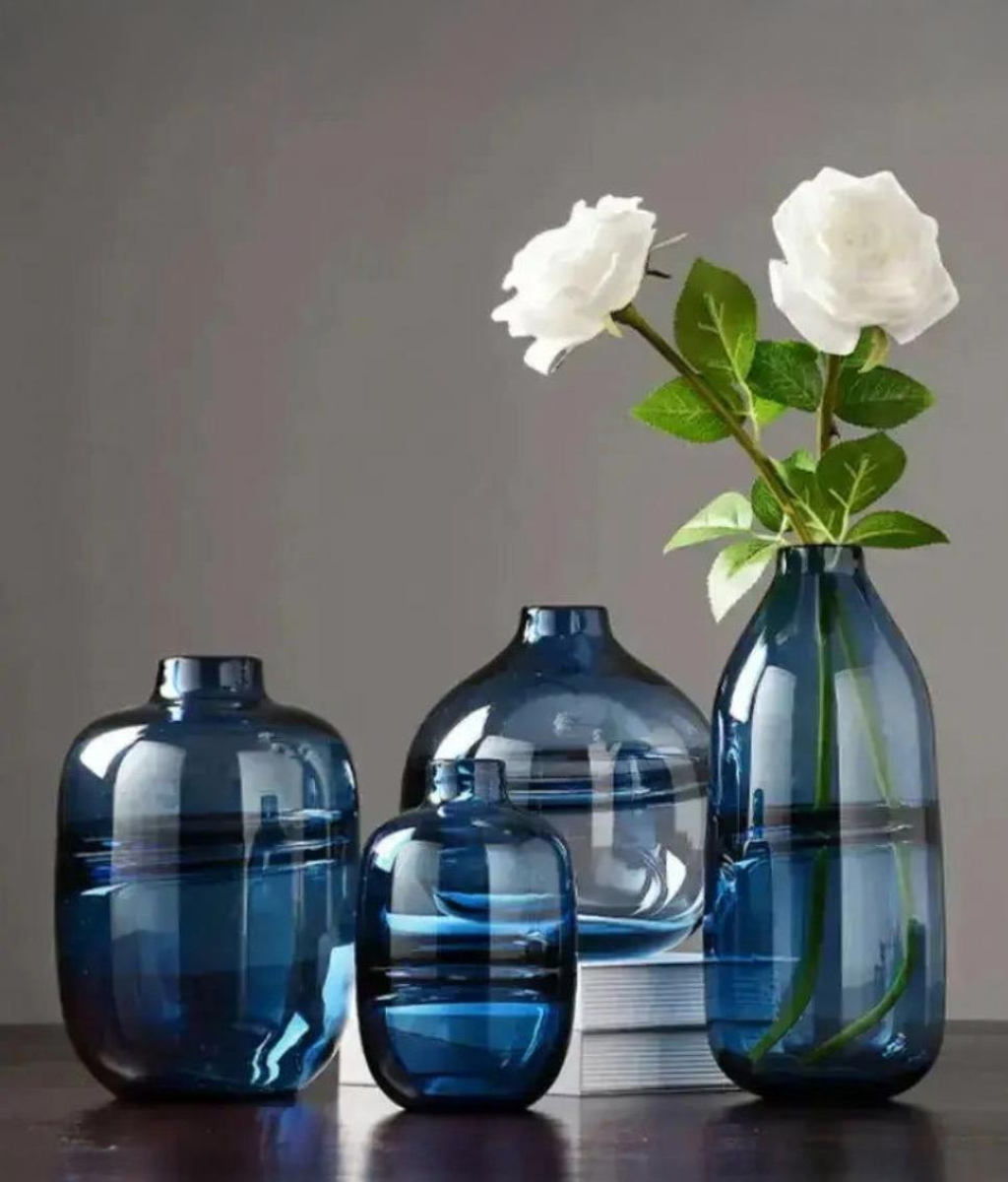 Blue Transparent  Glass Vase-0