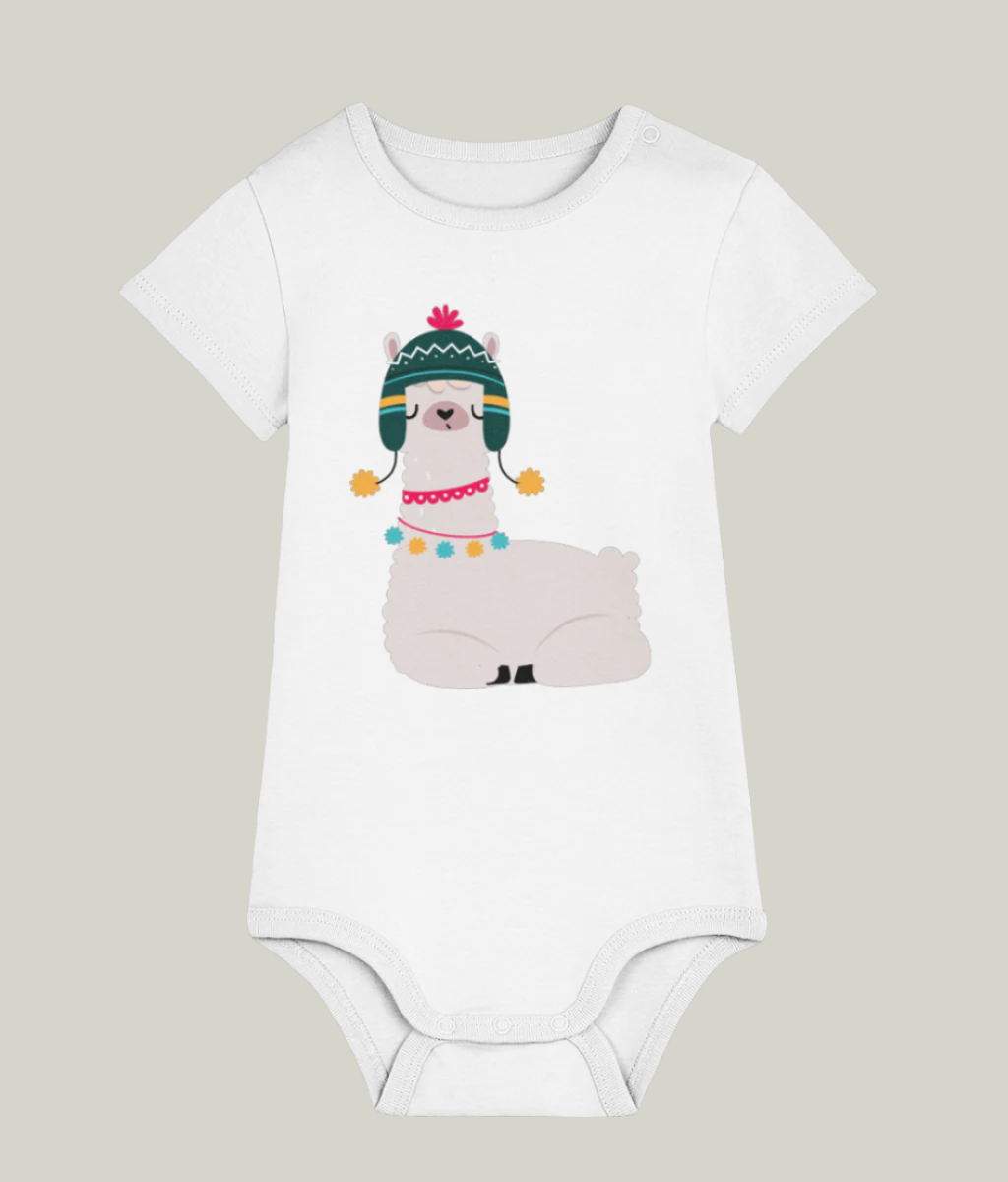 Cosy alpaca white organic cotton baby bodysuit