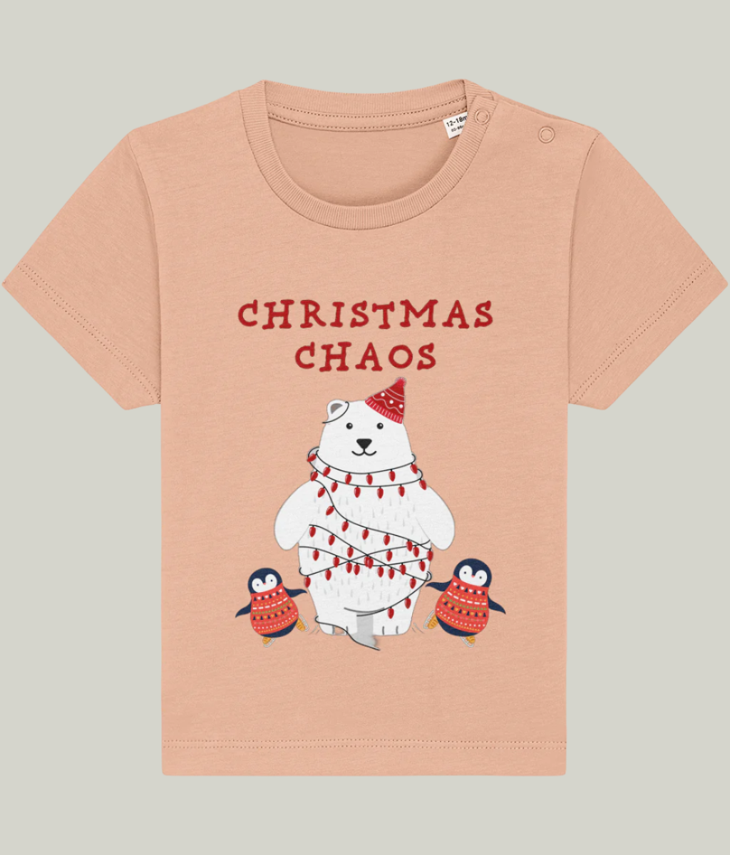 Peach Baby and Toddler Organic Cotton T-shirt with fun Christmas print