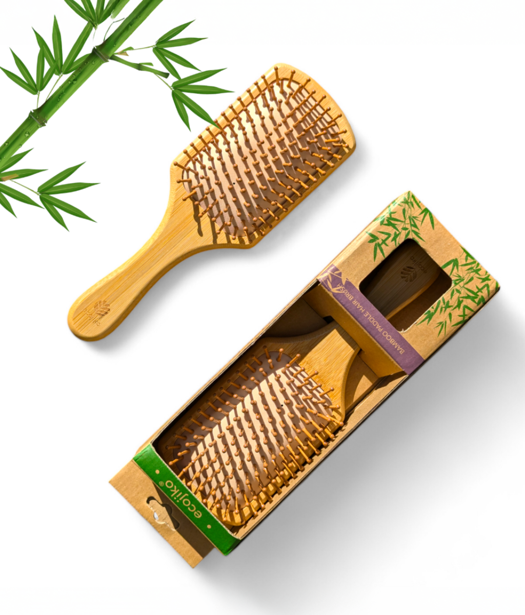 Natural Wooden Bamboo Paddle Hair Brush | Sustainable Handle and Pins-0