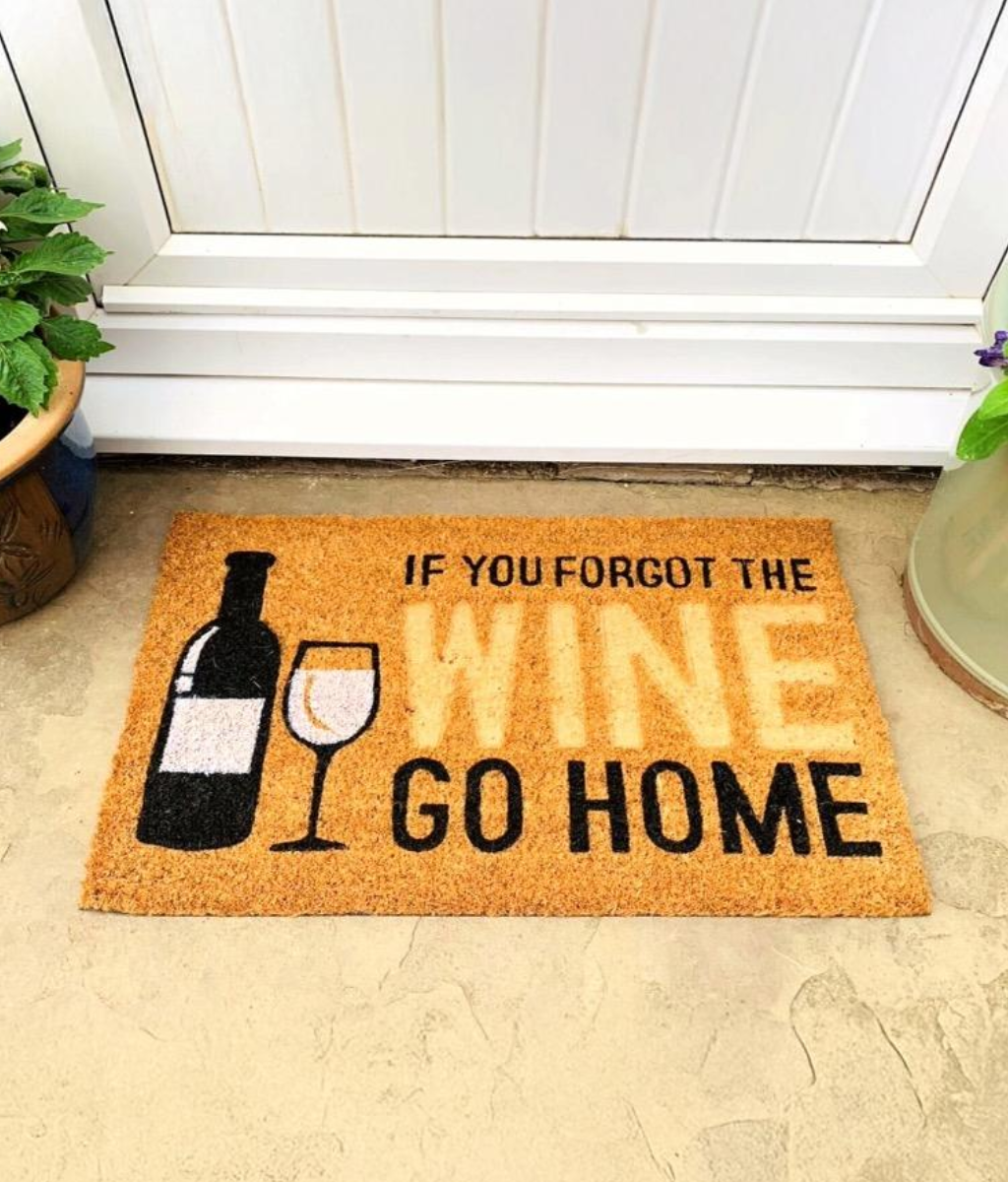 Coir Doormat with Wine Bottle & Glass-1