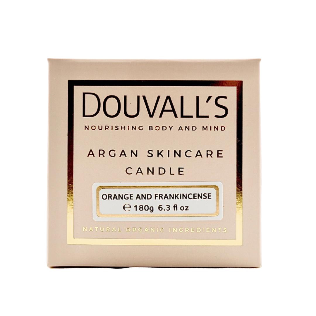 Douvall's Organic Argan Skincare Candle, Orange & Frankincense, 180g