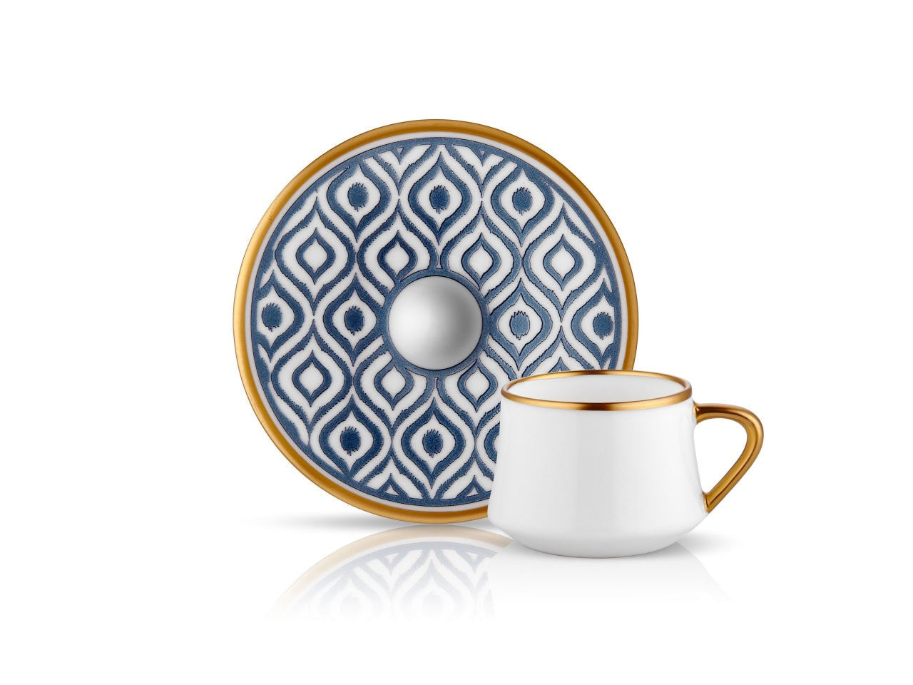 Sufi HD Coffee Cup and Saucer Ikat - Anthracite Mat Gold - 90 cc-0