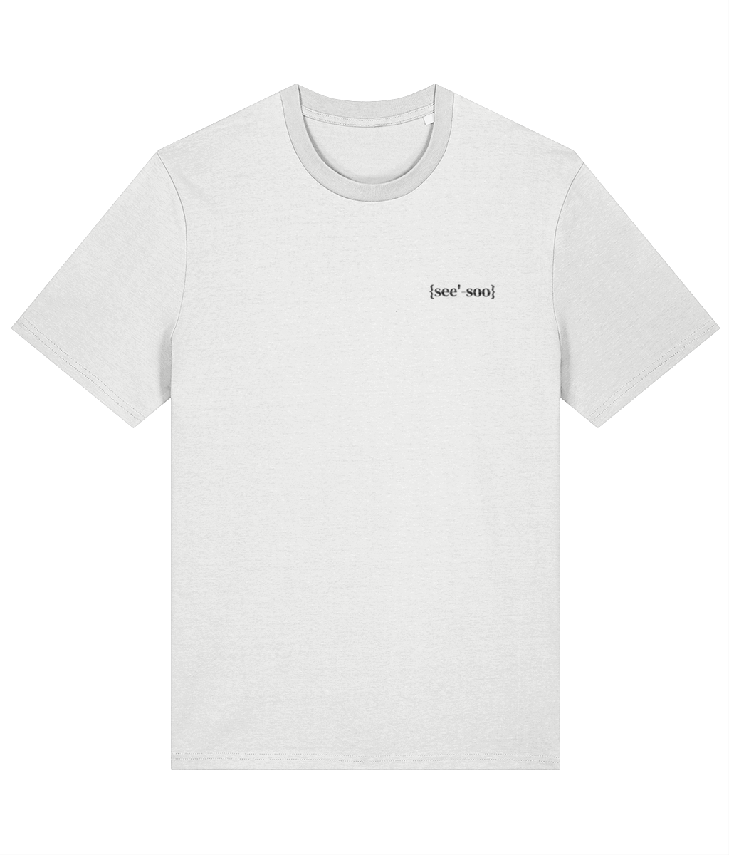 Organic Cotton White womens classic fit t-shirt with black embroidered signature logo on the front left chest