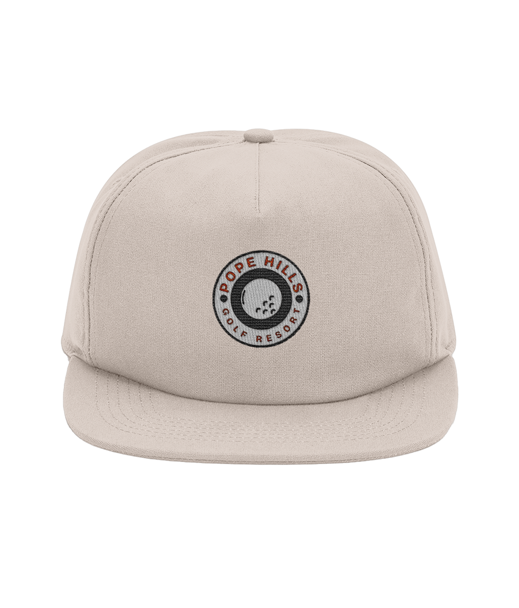 Beige unstructured organic cotton cap with a golf logo 