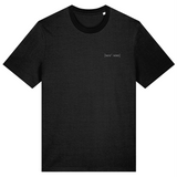 Men's organic cotton black t-shirt embroidered with signature logo in white on the front