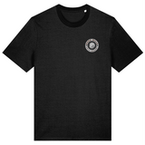 Black mens  organic cotton t-shirt with an embroidered golf logo on the chest 
