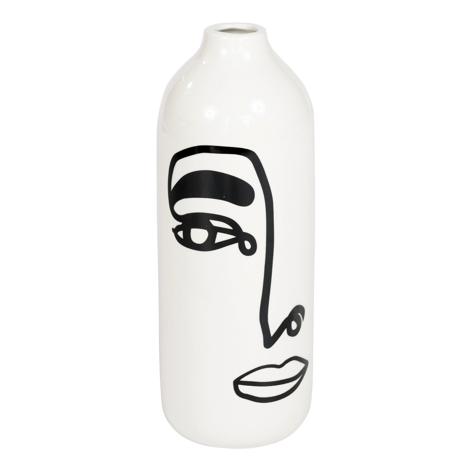 Set of 2 Monochrome Face Ceramic Vases-2