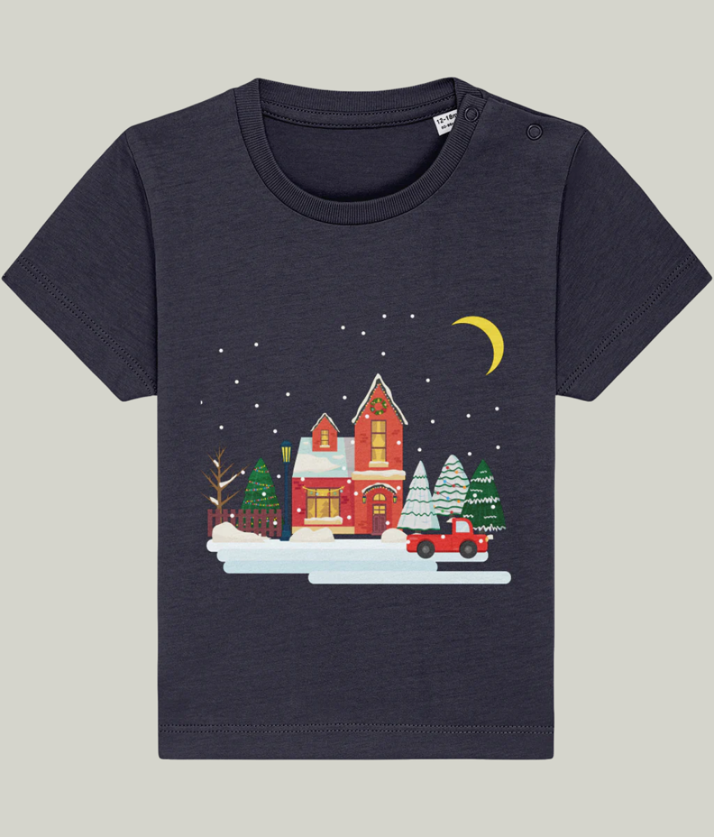 Festive baby and toddler organic cotton t-shirt, navy blue