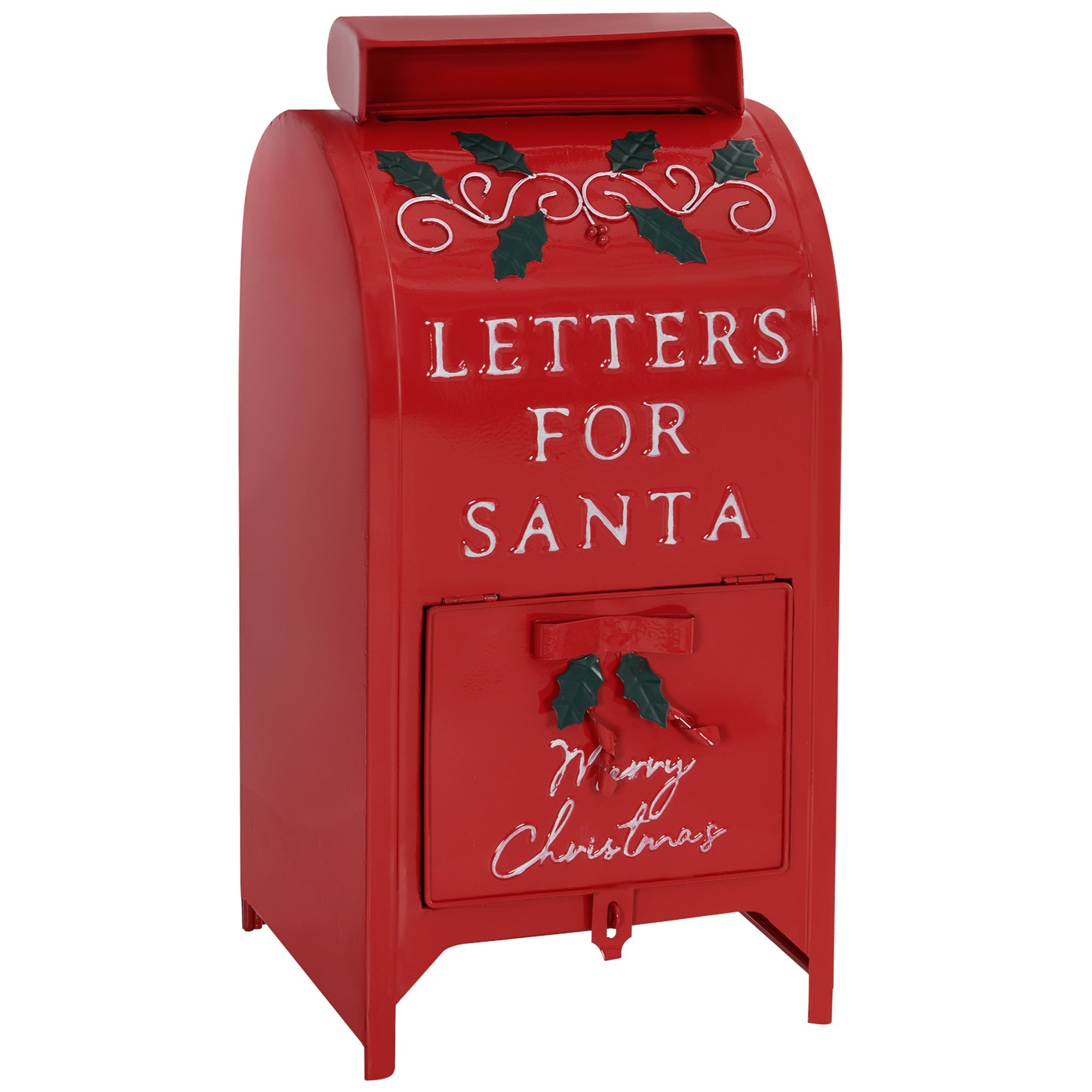 HOMCOM Christmas Post Box, Letters for Santa Mailbox, Freestanding or Wall Mounted Postbox, Indoor Christmas Decoration, Red-0