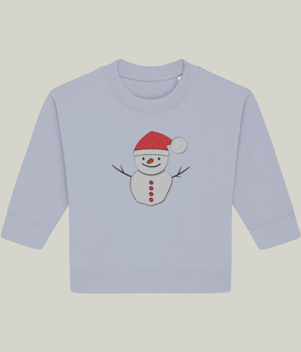 Blue Baby and Toddler Snowman Embroidered Sweater