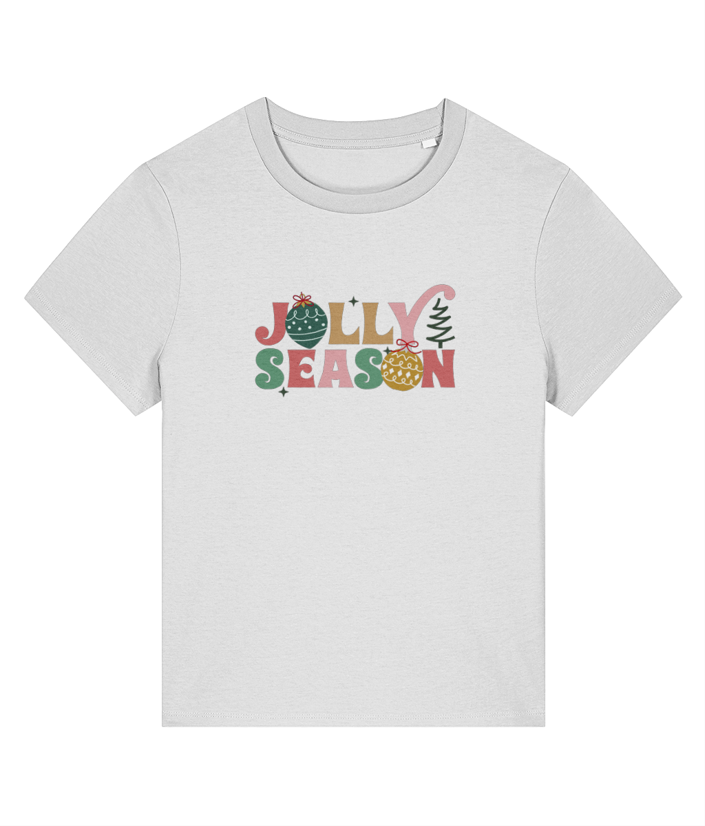 See’-Soo Women’s “Jolly Season” 100% Organic Cotton T-Shirt, White