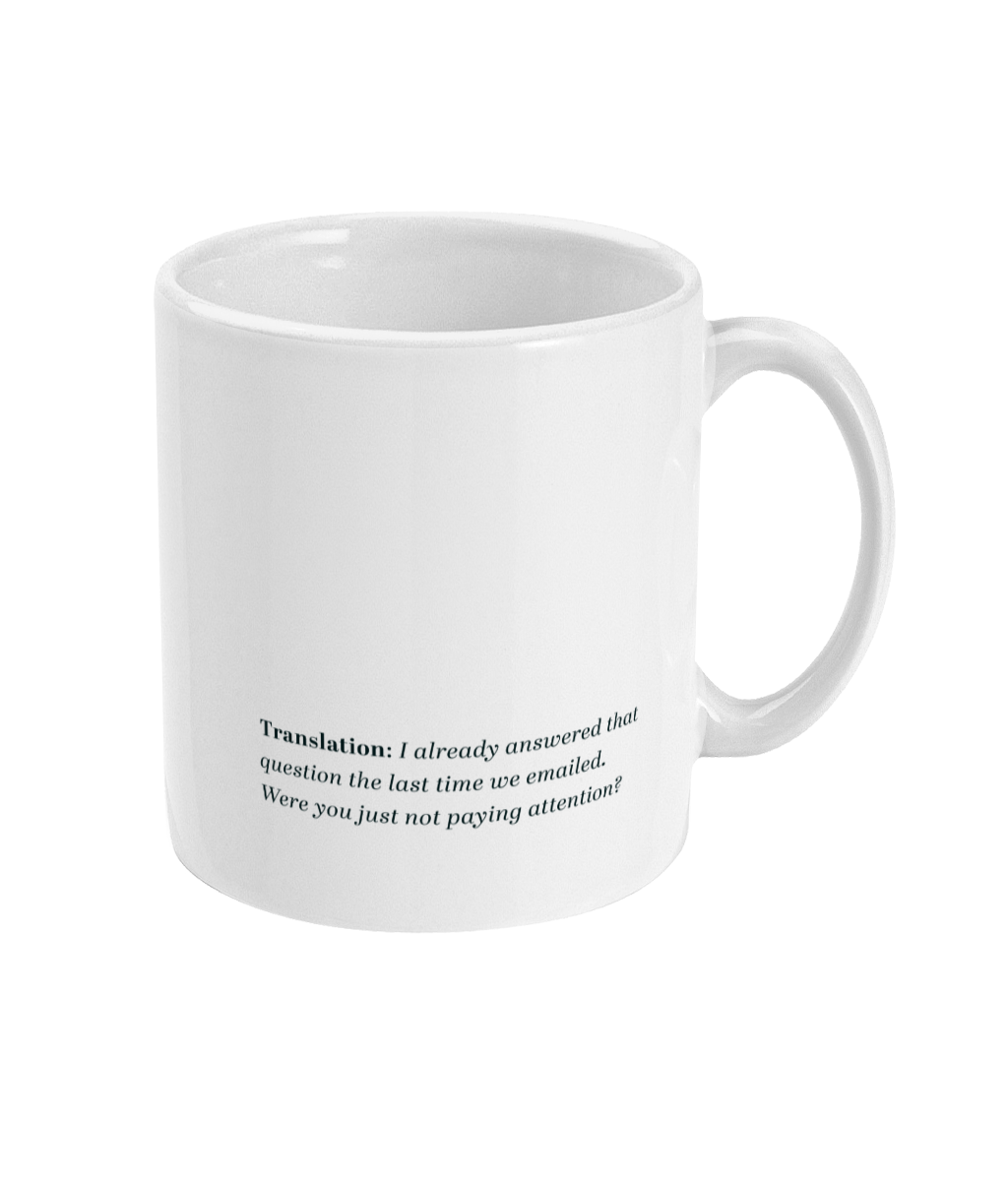 See’-Soo “As per” White Mug