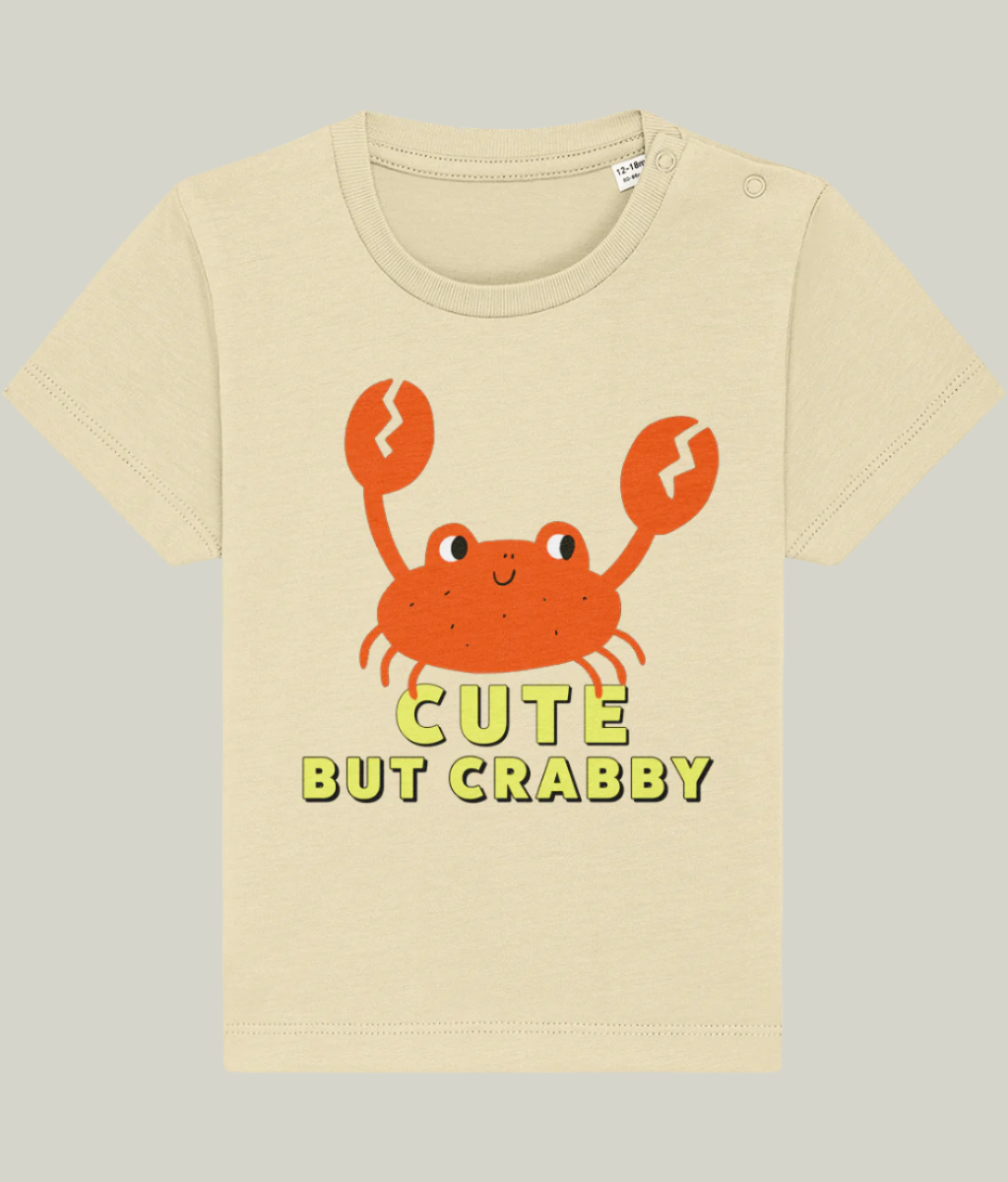 Organic cotton baby and toddler t-shirt with cute crab, neutral