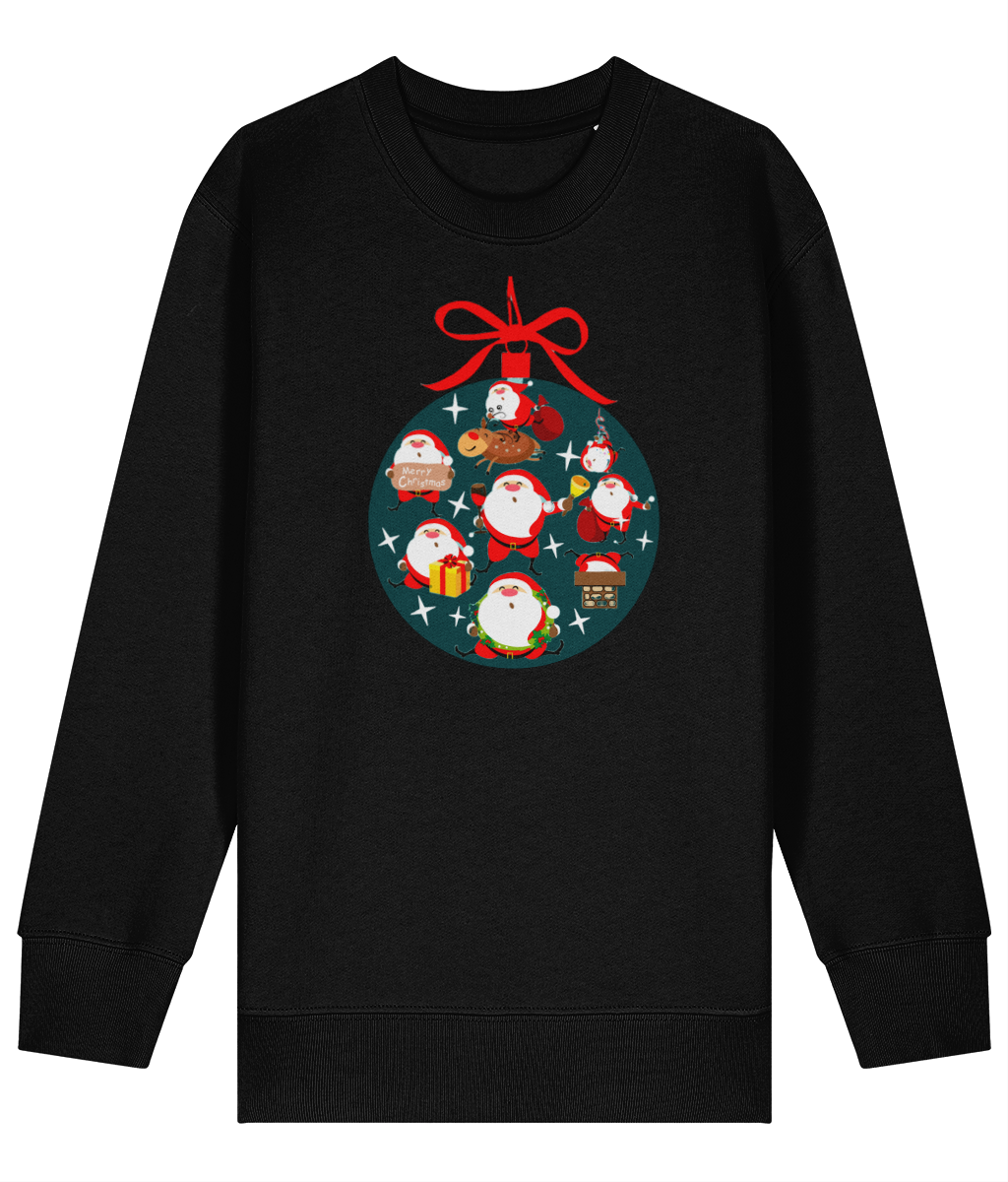 See’-Soo Kids “Christmas Bauble” 100% Organic Cotton Sweatshirt, Black