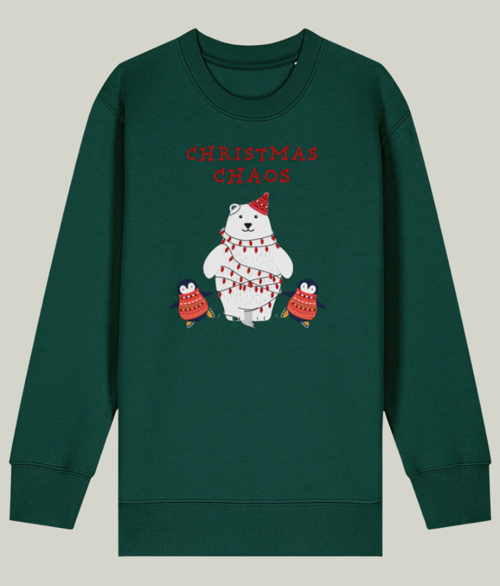 See’-Soo Kids “Christmas Chaos” 100% Organic Cotton Sweatshirt, Green