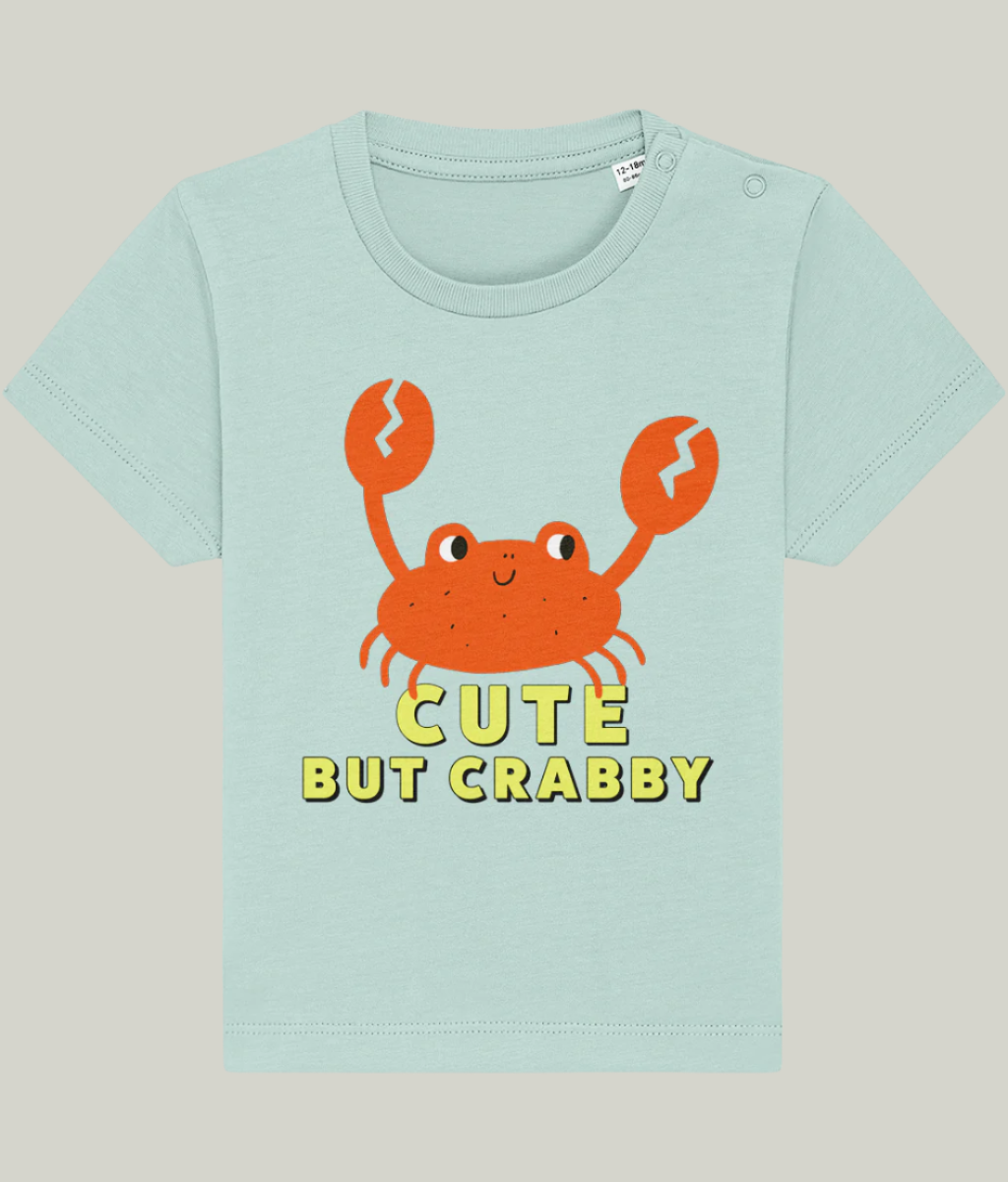 Blue cute but crabby organic cotton, baby and toddler T-shirt