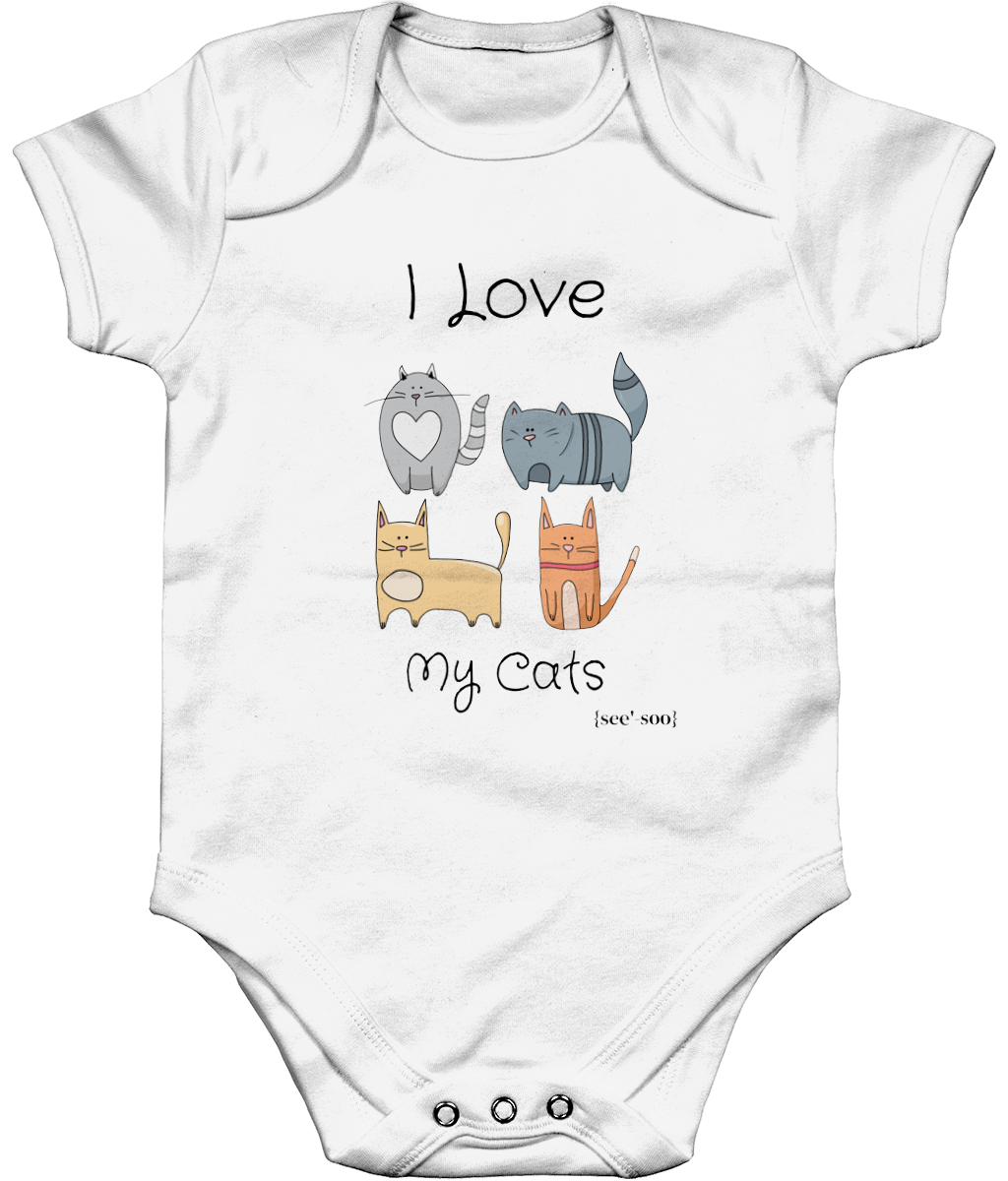 See'-soo Baby "I Love my cats" 100% Organic Cotton Bodysuit