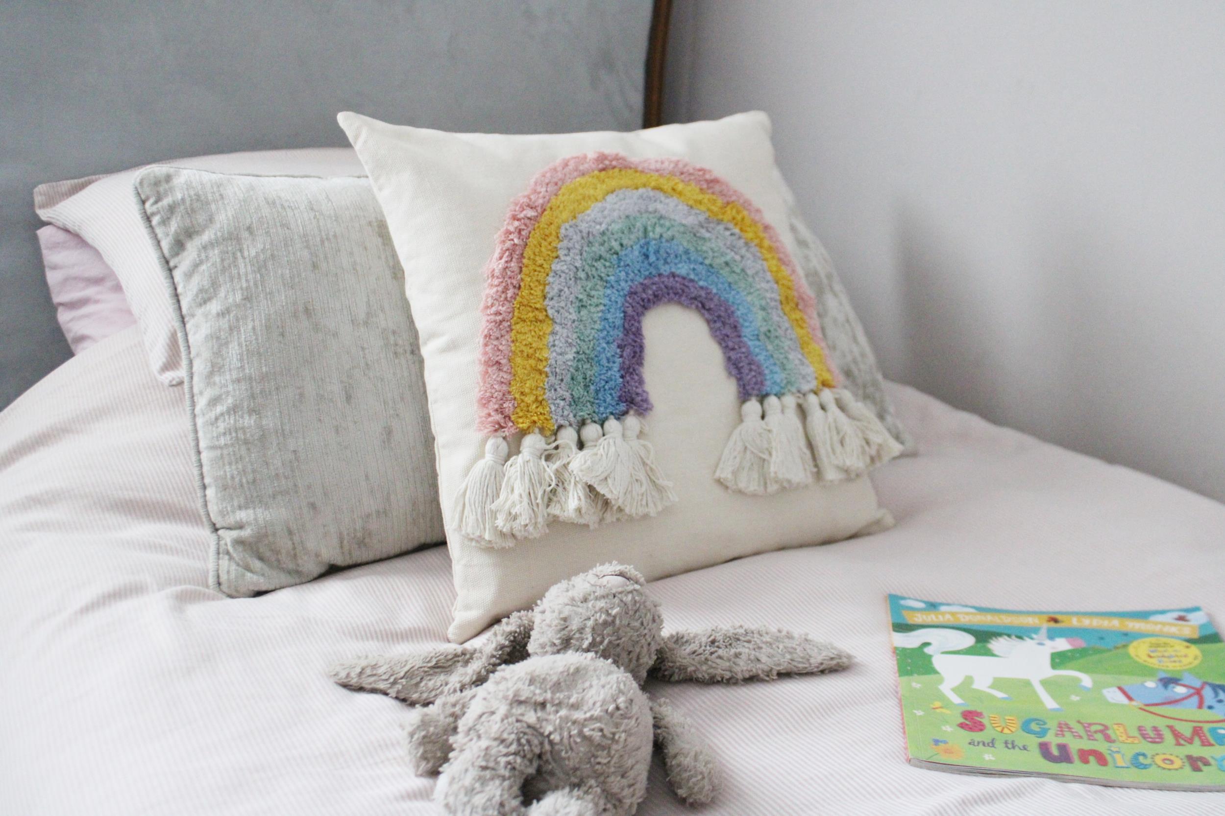 Rainbow Tassel Square Scatter Cushion-1