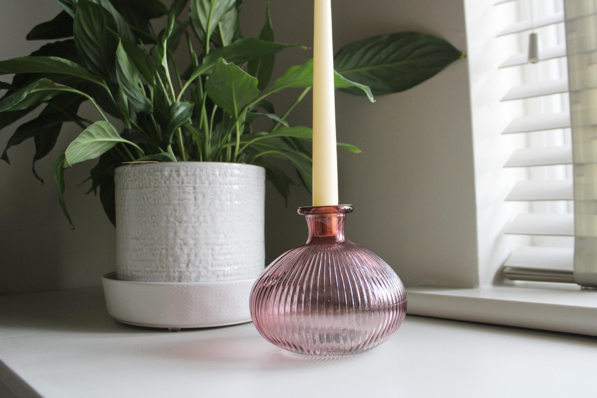 Pink Glass Candle Holder-2