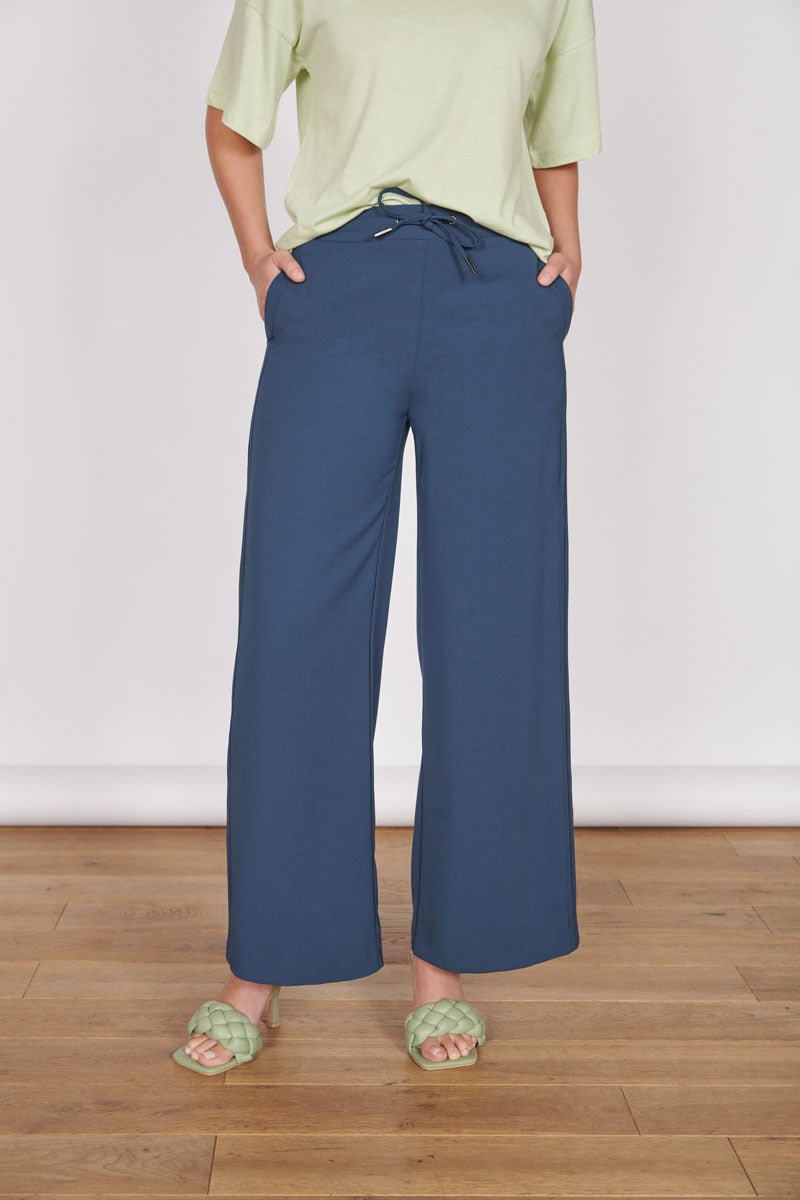 Lena Navy Wide Leg Trousers-0