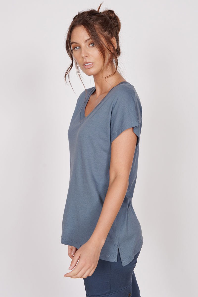 Phoebe Blue Sleeveless V Neck Top-1