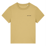 Yellow organic cotton t-shirt with embroidered logo front