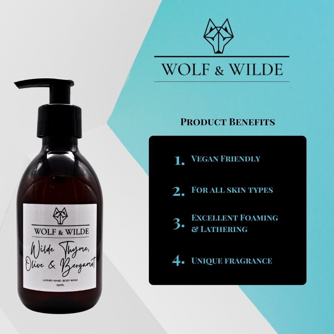 Wilde Thyme, Olive & Bergamot Luxury 2 In 1 Liquid Soap - Hand & Body 250ML-1