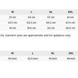 Measurement chart for a t-shirt with size guide and dimensions.